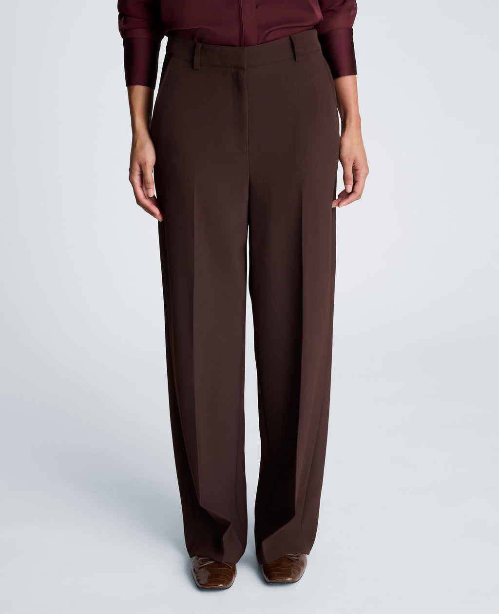 Kenneth Cole - Fly Front High Rise Wide Leg Pants with Slash Pocket WOMENS PANTS for Women 