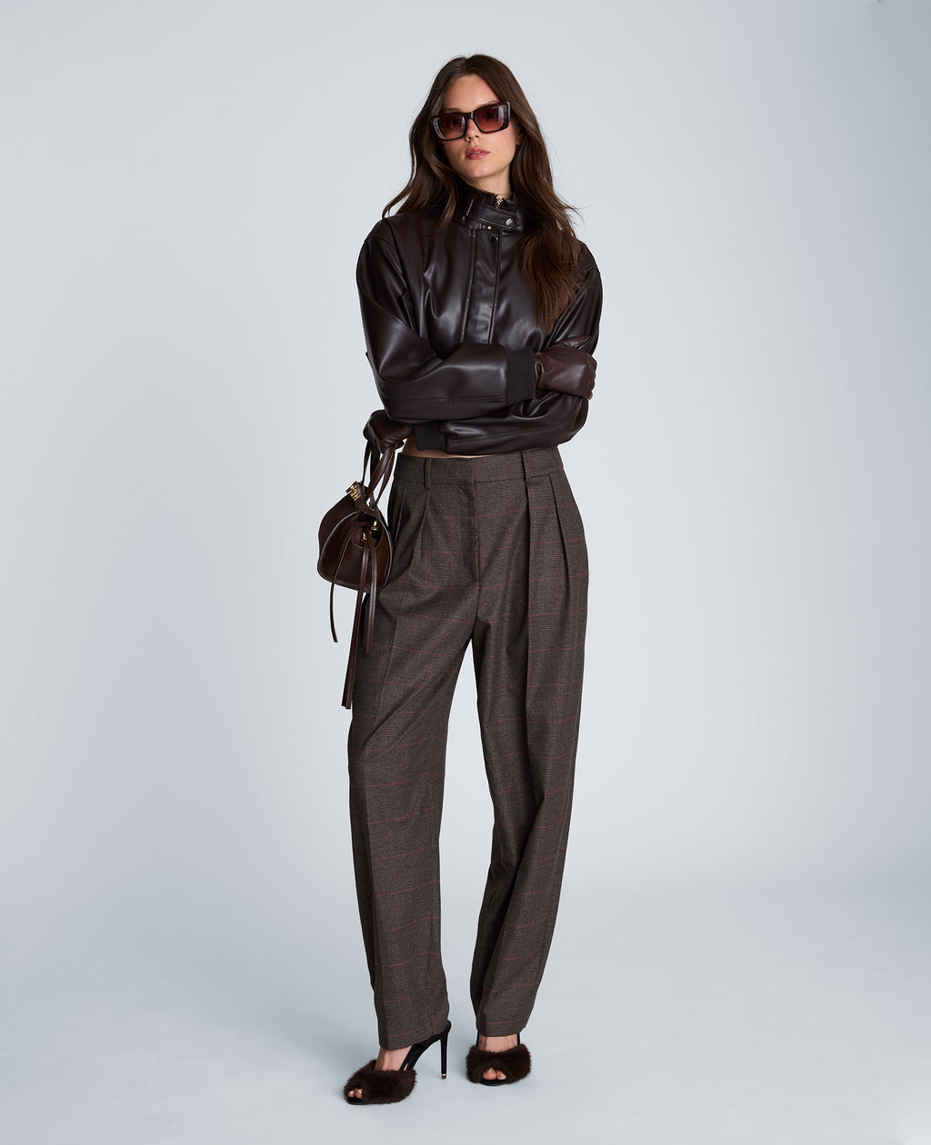 Fly Front Wide Leg Triple Pleat Pant