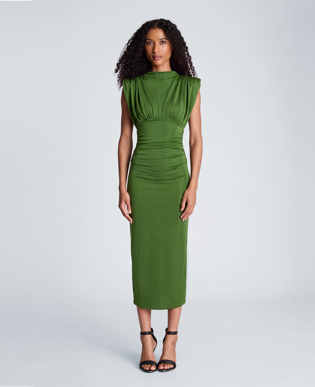 Kenneth Cole - Shoulder Pad Midi Milano Jersey Dress WOMENS DRESS for Women 