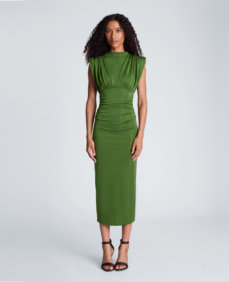 Kenneth Cole - Shoulder Pad Midi Milano Jersey Dress WOMENS DRESS for Women