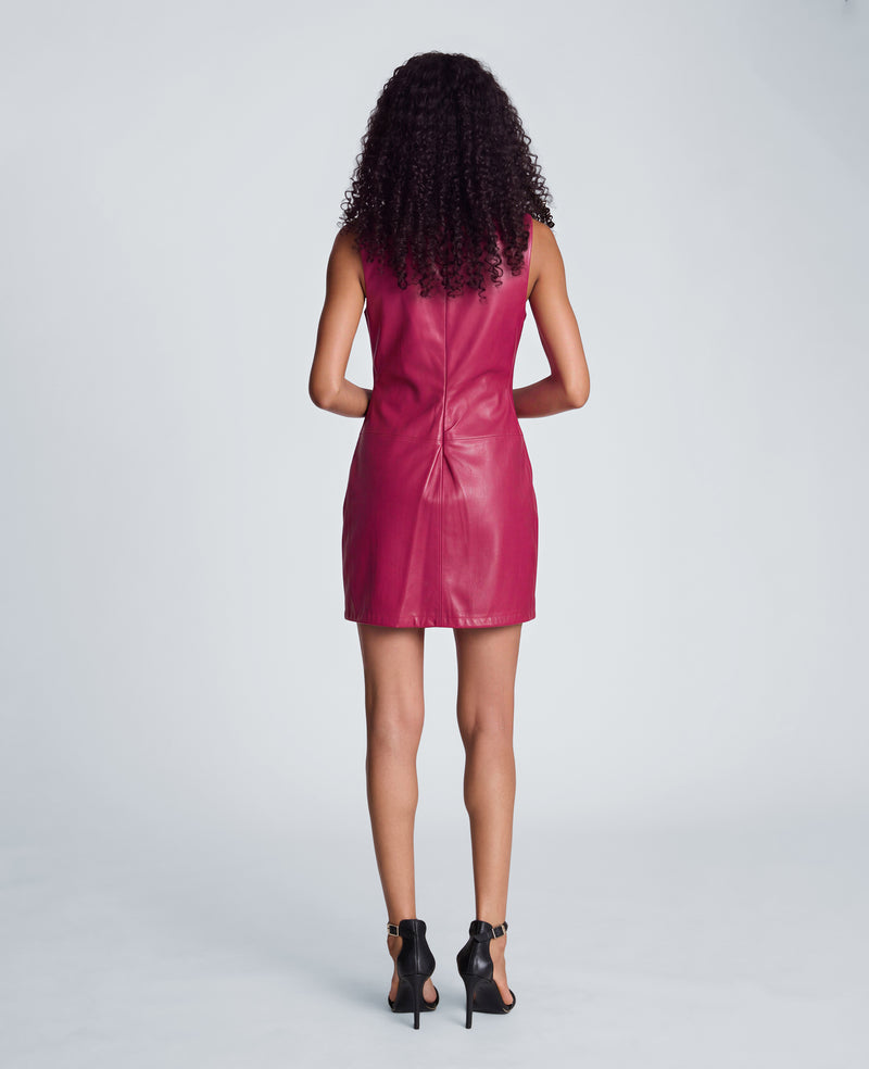 Kenneth Cole - High Neck Hourglass Mini Vegan Leather Dress WOMENS DRESS for Women