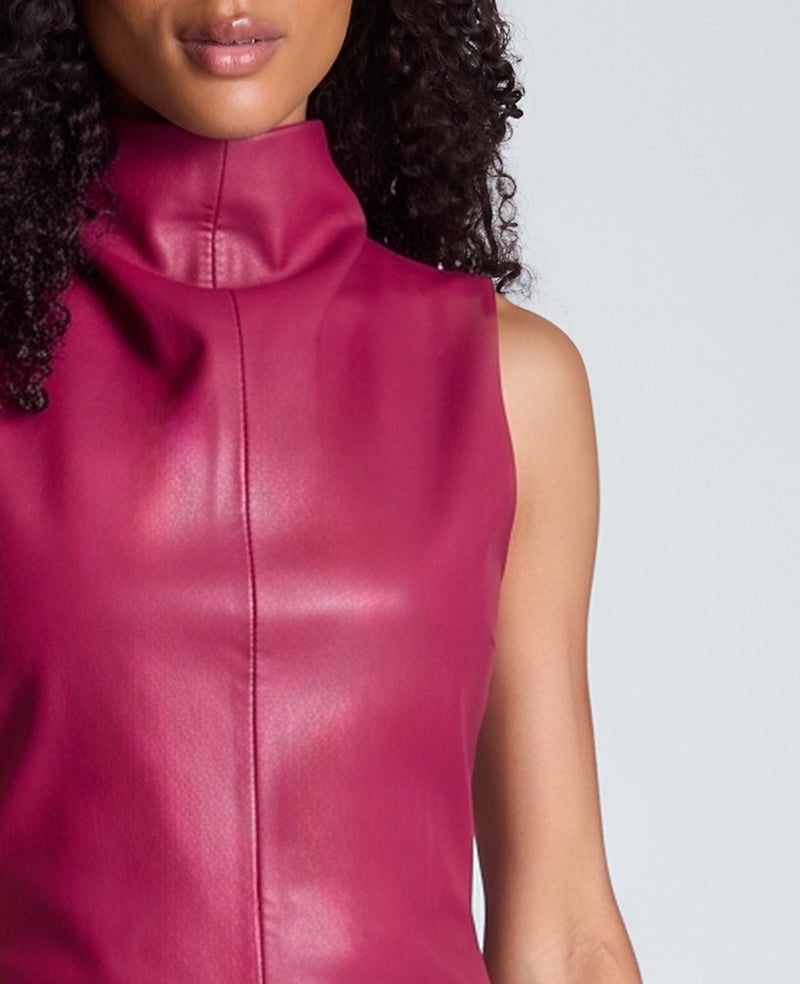 Kenneth Cole - High Neck Hourglass Mini Vegan Leather Dress WOMENS DRESS for Women