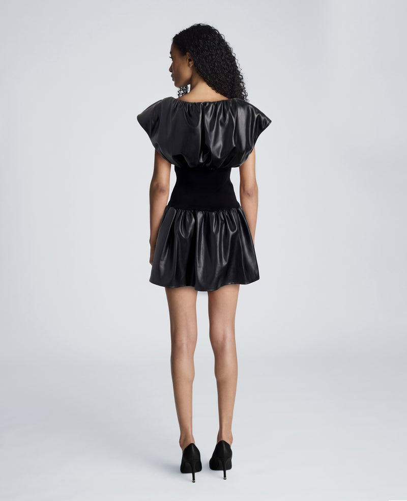 Kenneth Cole - Ribbed Waist Vegan Leather Ribbed Mini Dress WOMENS DRESS for Women
