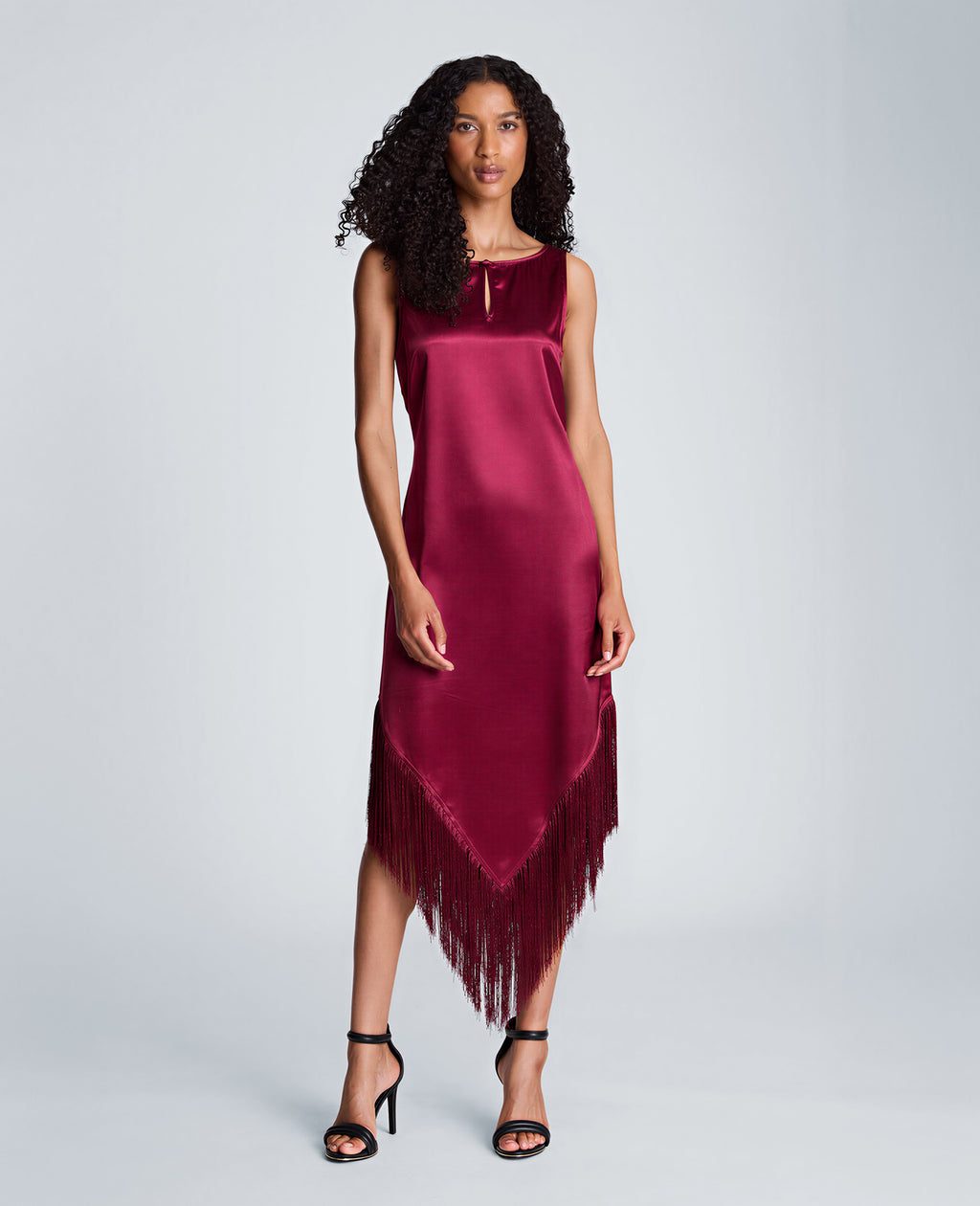 Kenneth Cole - Fringed Hem Liquid Satin Midi Dress WOMENS DRESS for Women 