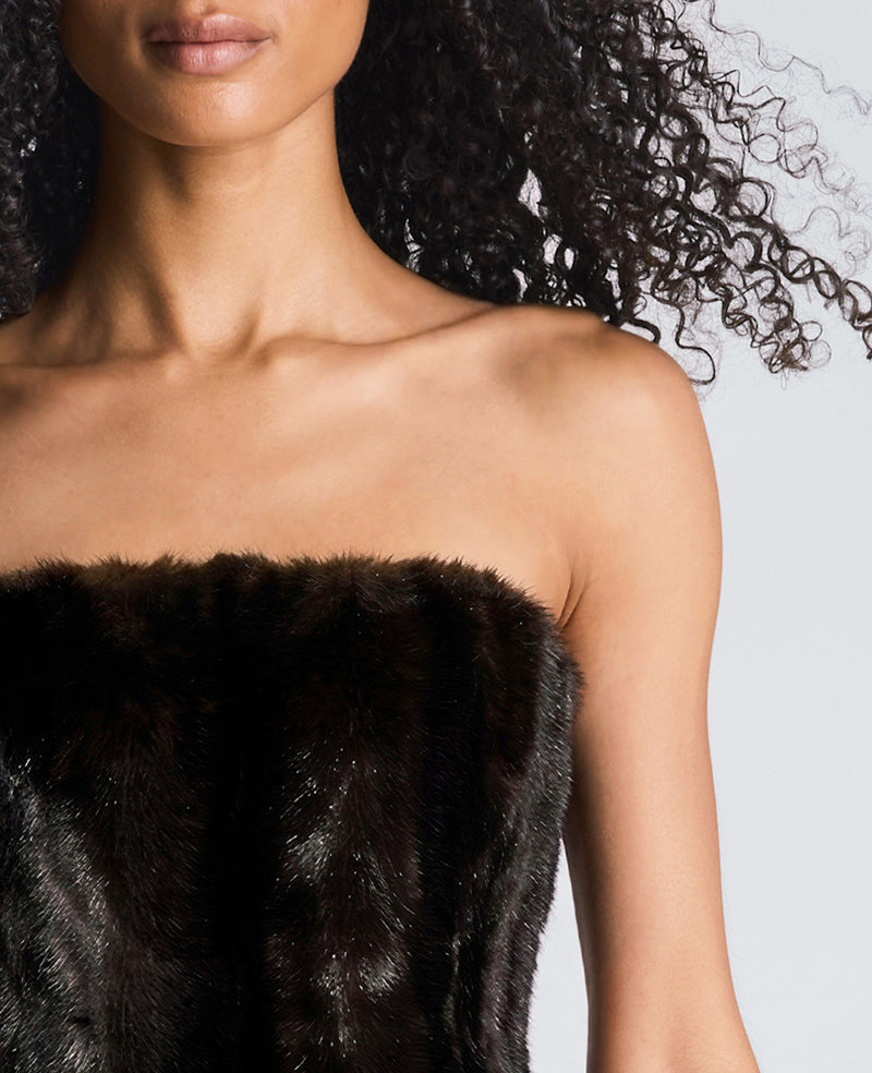 Kenneth Cole - Strapless Faux Fur Mini Dress WOMENS DRESS for Women