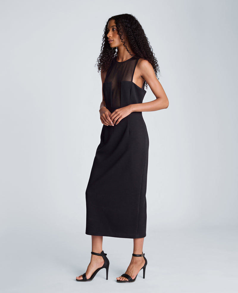 Kenneth Cole - Mesh Insert Scuba Midi Dress WOMENS DRESS for Women