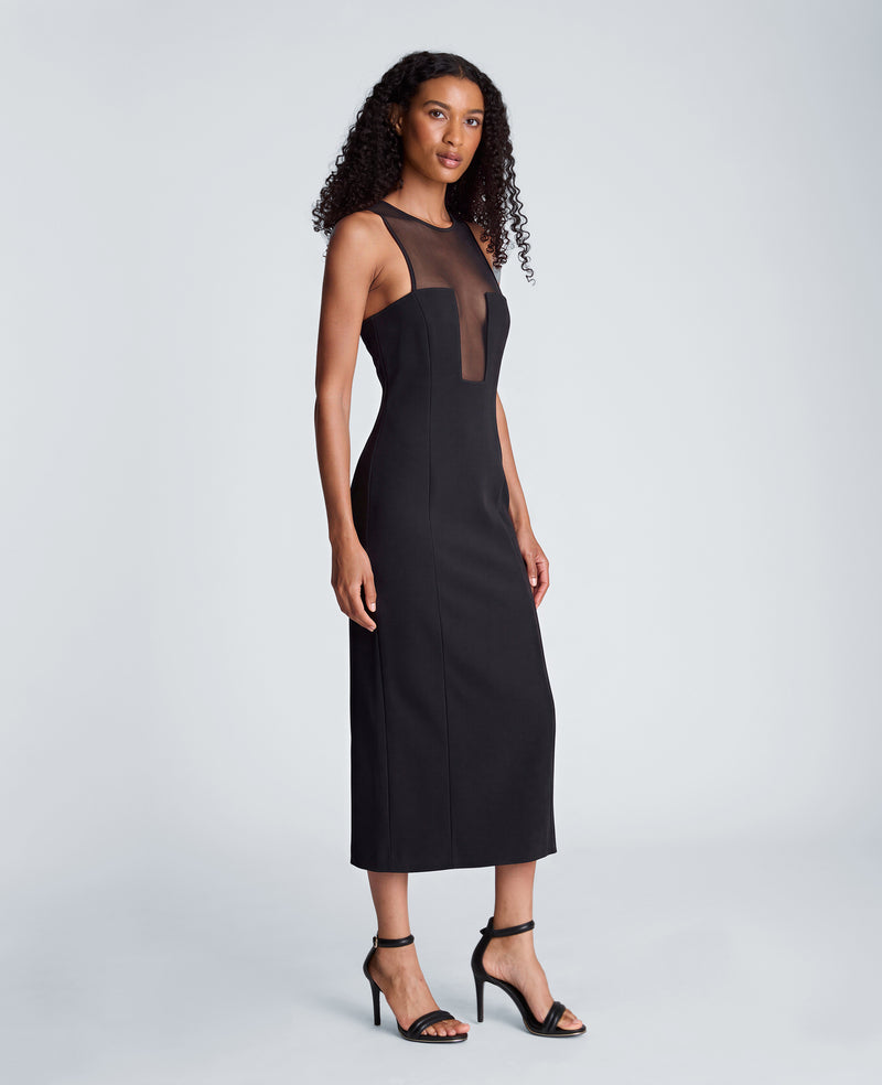 Kenneth Cole - Mesh Insert Scuba Midi Dress WOMENS DRESS for Women