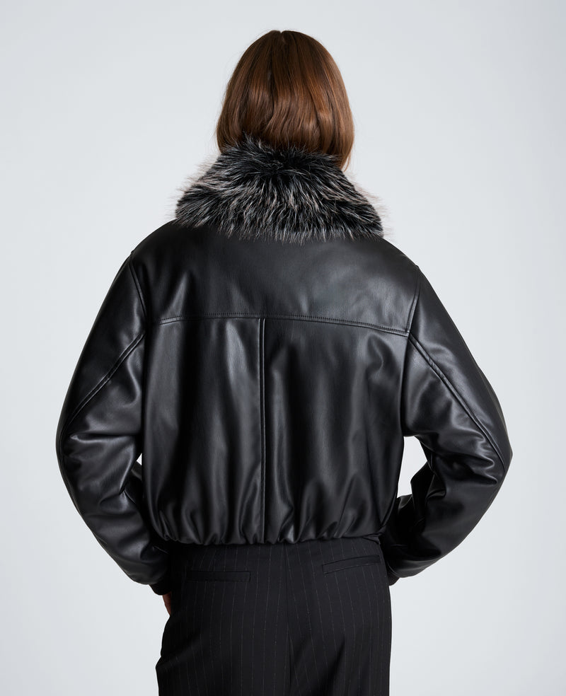 Kenneth Cole - Cropped Puffer with Removeable Fur Collar WOMENS JACKET for Women