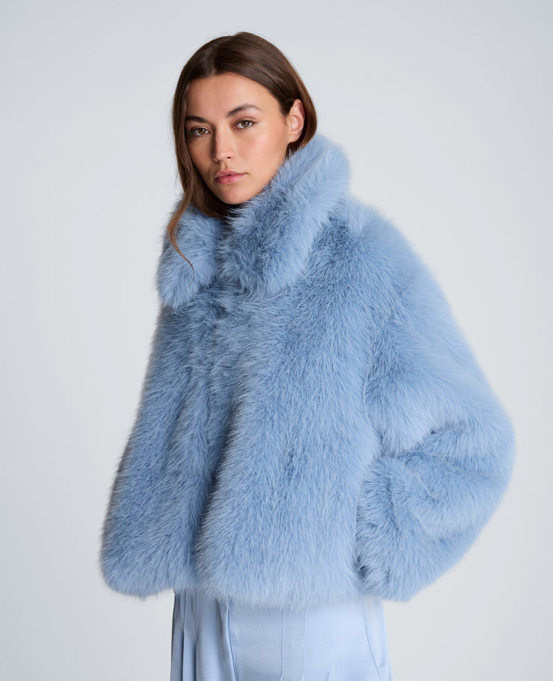 Kenneth Cole - Cropped Fur Jacket with Hook and Eye Closure WOMENS JACKET for Women