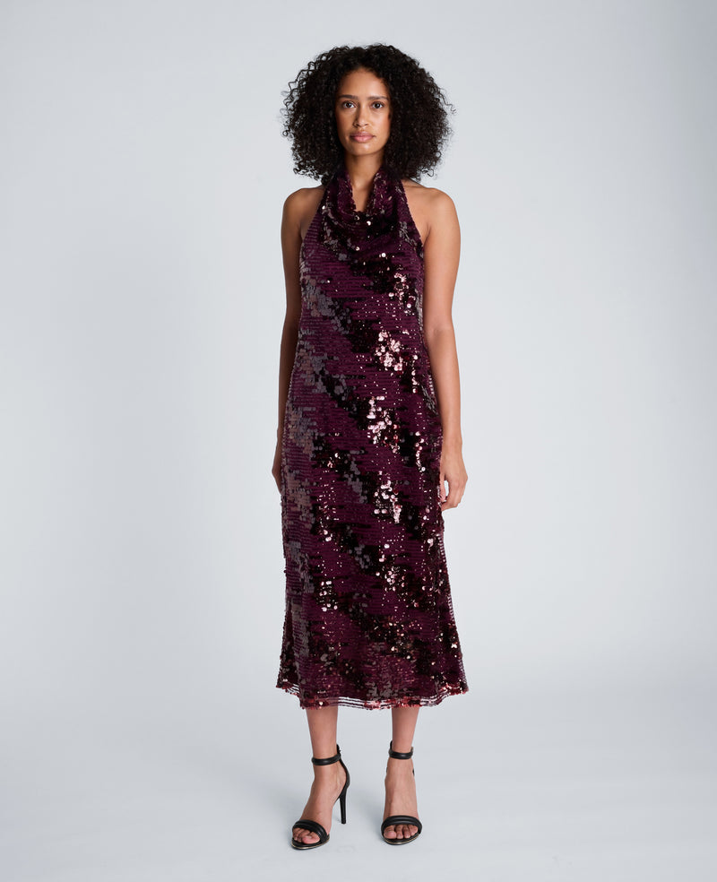 Kenneth Cole - Halter Neck Midi Sequin Dress WOMENS DRESS for Women