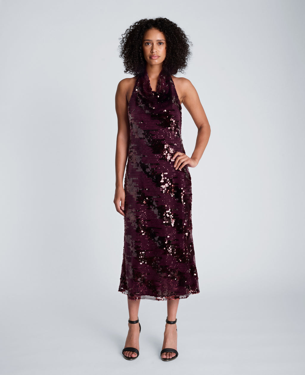 Kenneth Cole - Halter Neck Midi Sequin Dress WOMENS DRESS for Women 