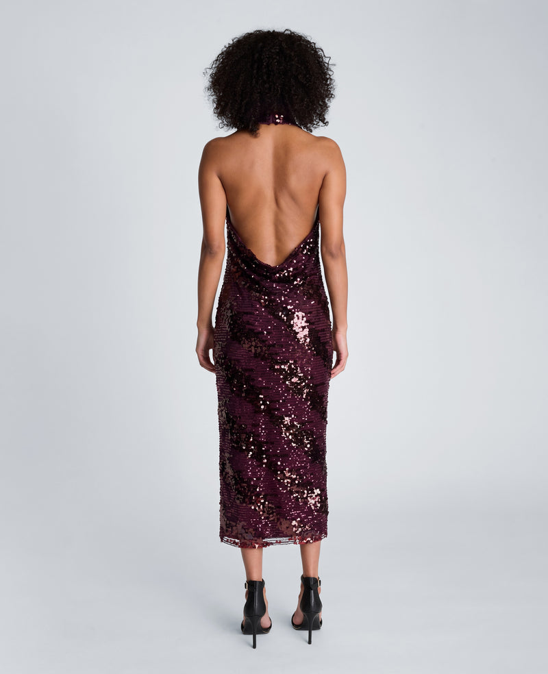 Kenneth Cole - Halter Neck Midi Sequin Dress WOMENS DRESS for Women