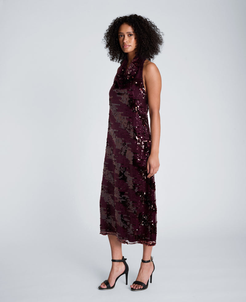 Kenneth Cole - Halter Neck Midi Sequin Dress WOMENS DRESS for Women