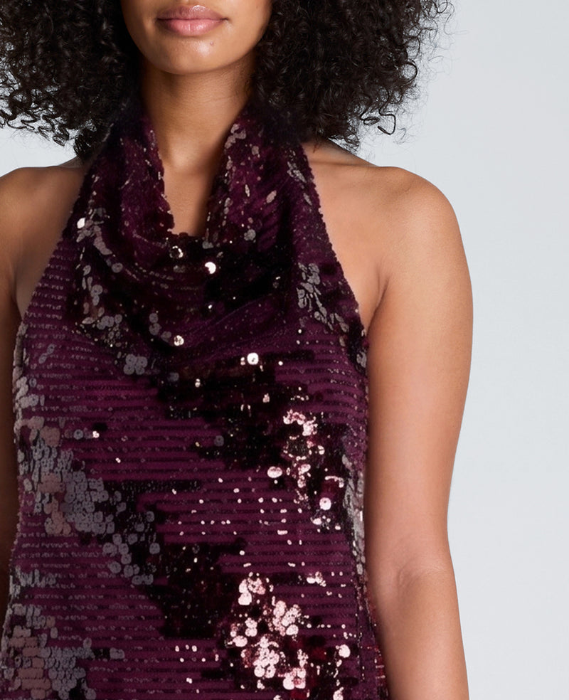 Kenneth Cole - Halter Neck Midi Sequin Dress WOMENS DRESS for Women