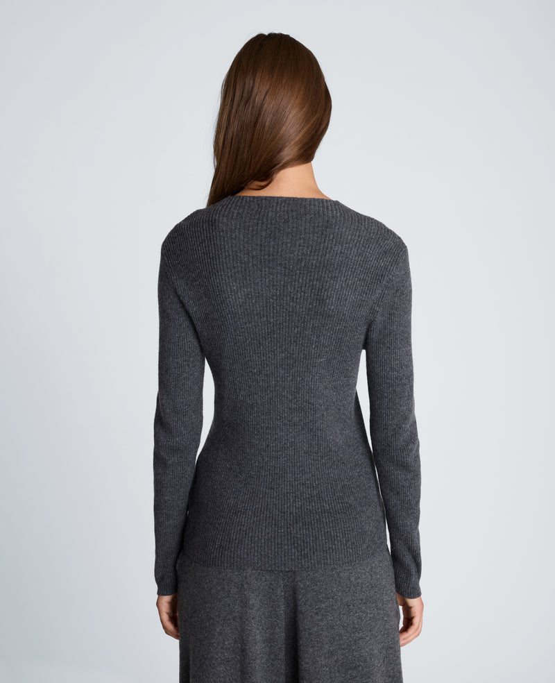 Kenneth Cole - Long Sleeve Mini Button Funnel Neck Sweater WOMENS SWEATER for Women