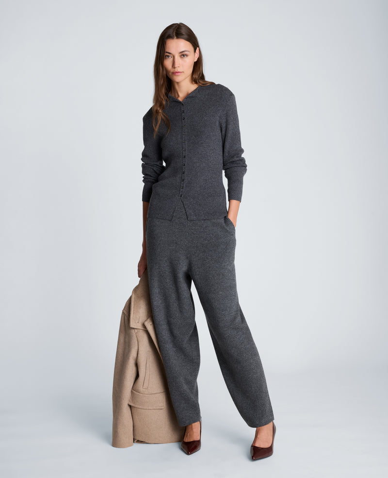 Kenneth Cole - Long Sleeve Mini Button Funnel Neck Sweater WOMENS SWEATER for Women