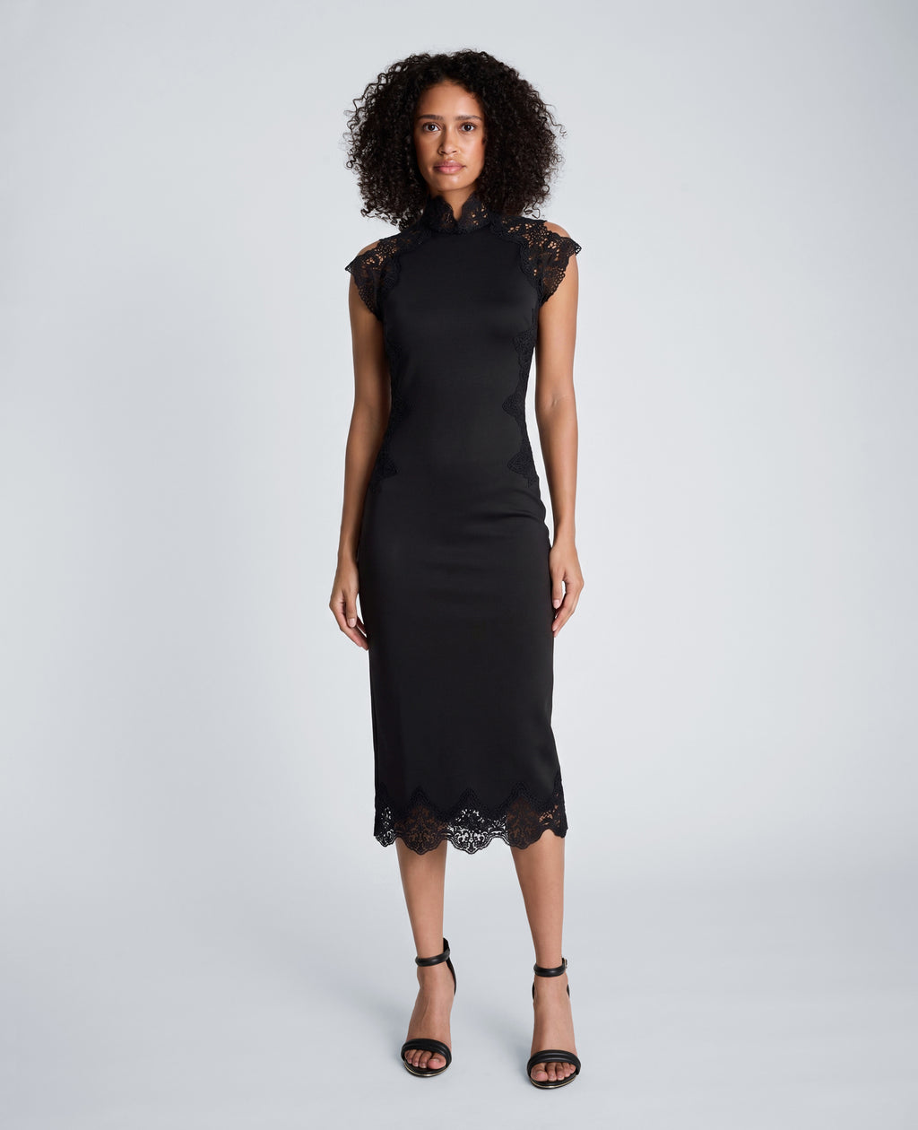 Kenneth Cole - Mock Neck Lace Layered Midi Dress WOMENS DRESS for Women 