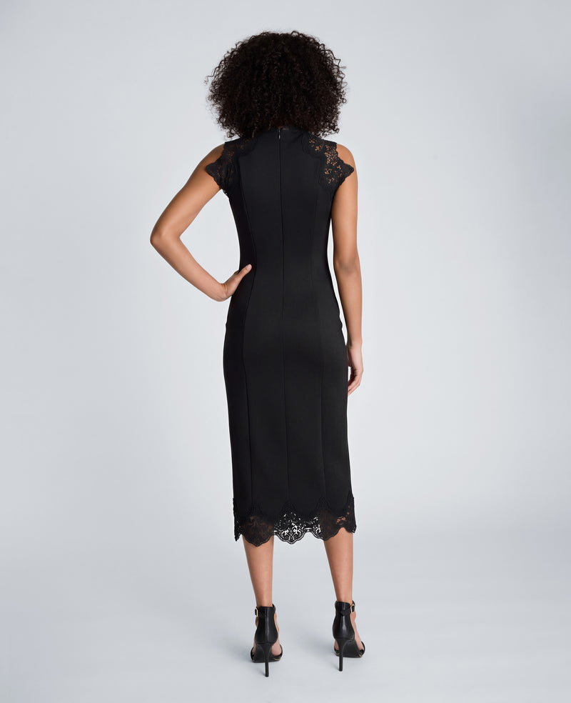 Kenneth Cole - Mock Neck Lace Layered Midi Dress WOMENS DRESS for Women