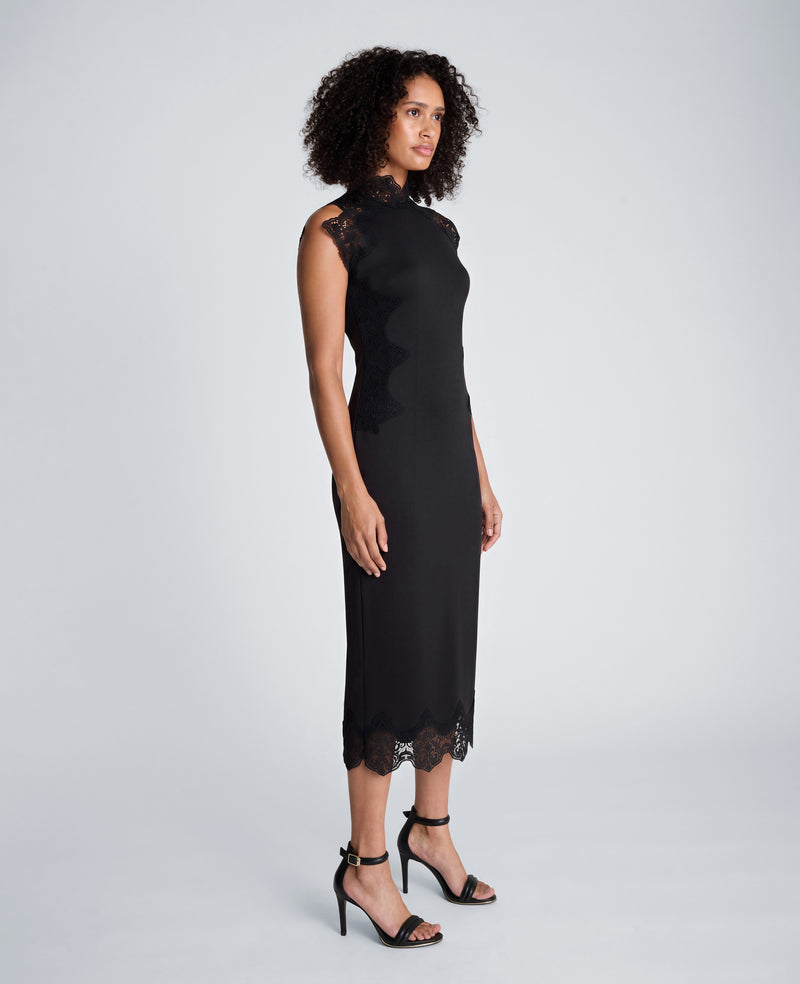 Kenneth Cole - Mock Neck Lace Layered Midi Dress WOMENS DRESS for Women