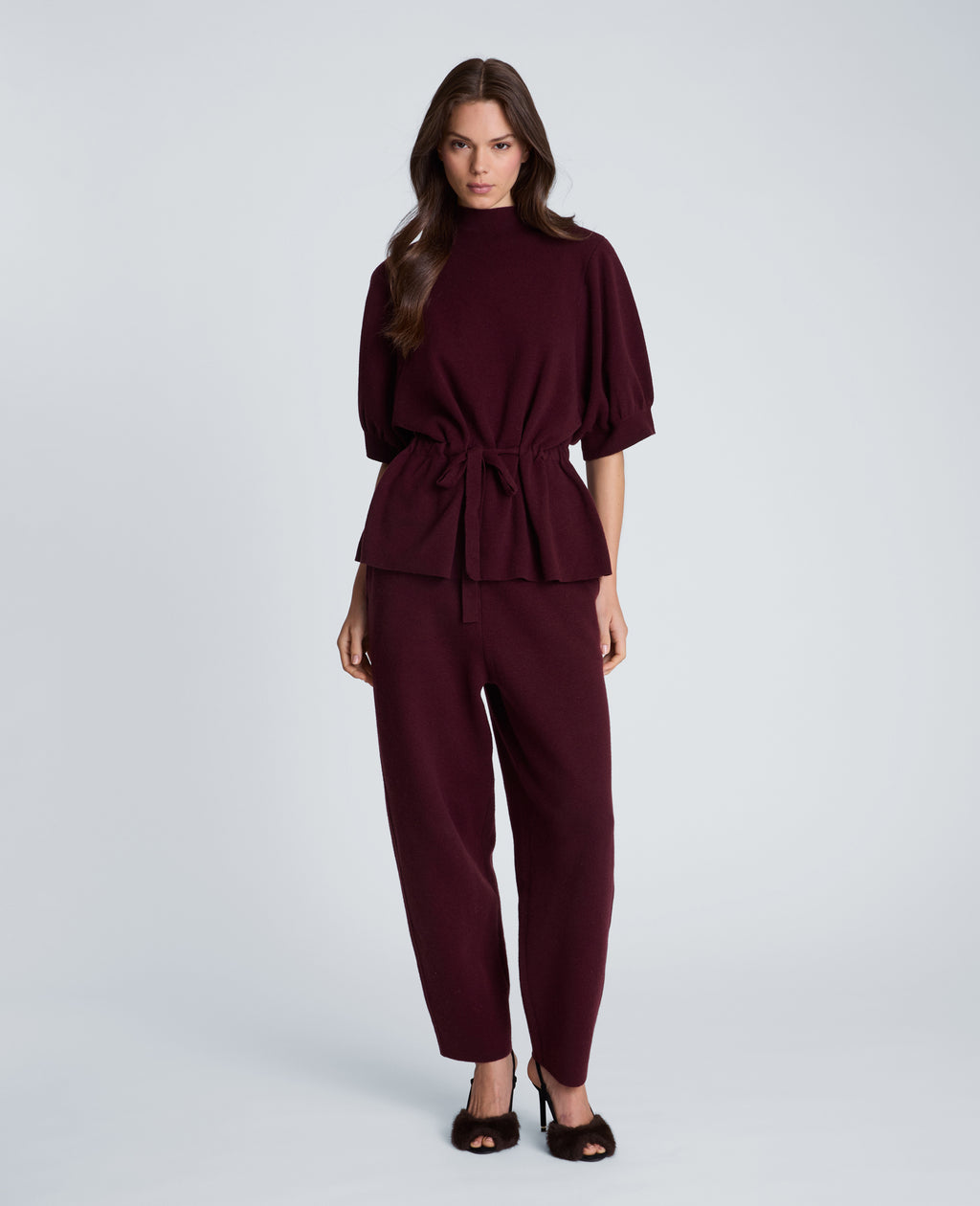 Barrel Leg Sweater Pull On Pant