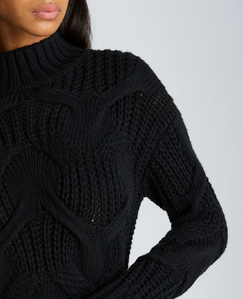 Kenneth Cole - Oversized Cable Mock Neck Sweater WOMENS SWEATER for Women