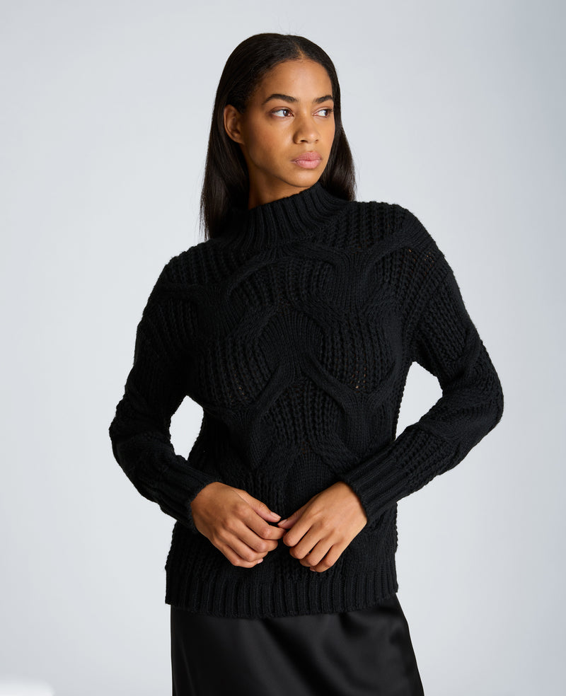 Kenneth Cole - Oversized Cable Mock Neck Sweater WOMENS SWEATER for Women