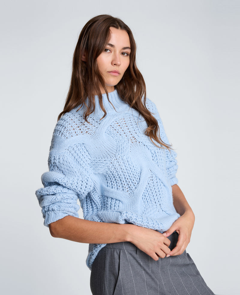 Kenneth Cole - Oversized Cable Mock Neck Sweater WOMENS SWEATER for Women
