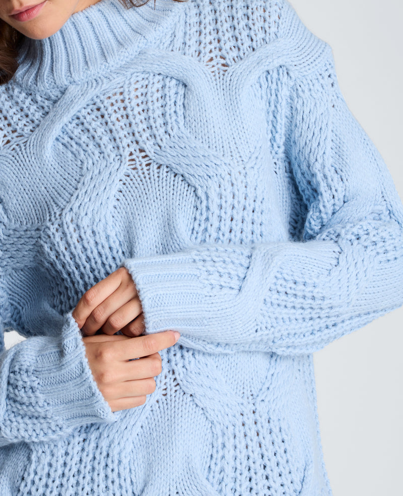 Kenneth Cole - Oversized Cable Mock Neck Sweater WOMENS SWEATER for Women