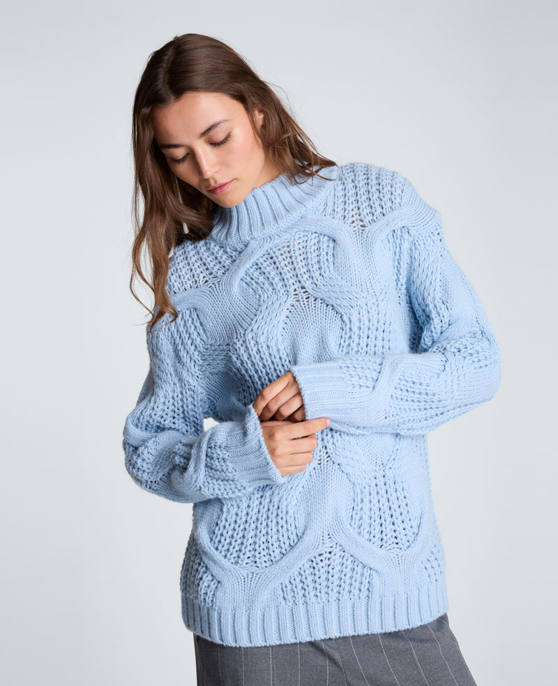 Kenneth Cole - Oversized Cable Mock Neck Sweater WOMENS SWEATER for Women