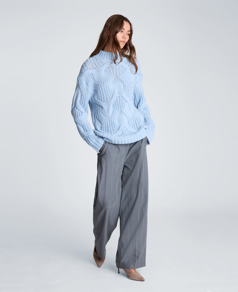 Kenneth Cole - Oversized Cable Mock Neck Sweater WOMENS SWEATER for Women