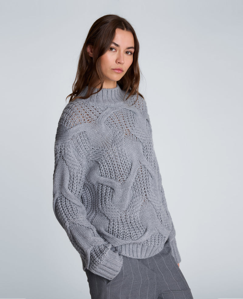 Kenneth Cole - Oversized Cable Mock Neck Sweater WOMENS SWEATER for Women