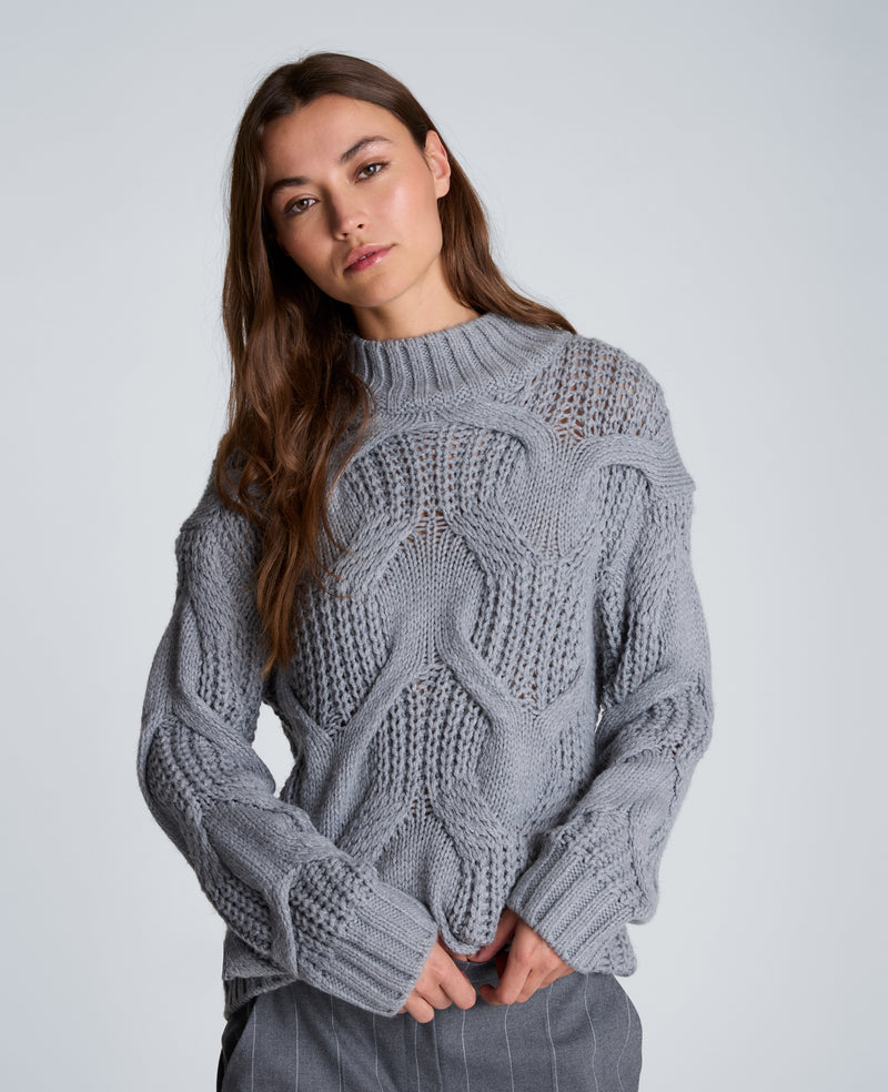 Kenneth Cole - Oversized Cable Mock Neck Sweater WOMENS SWEATER for Women