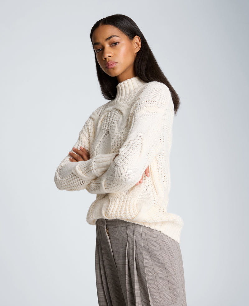 Kenneth Cole - Oversized Cable Mock Neck Sweater WOMENS SWEATER for Women