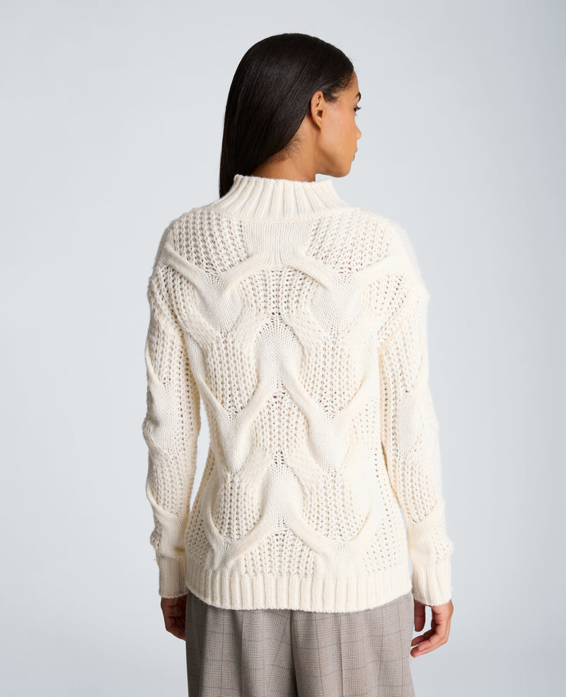 Kenneth Cole - Oversized Cable Mock Neck Sweater WOMENS SWEATER for Women