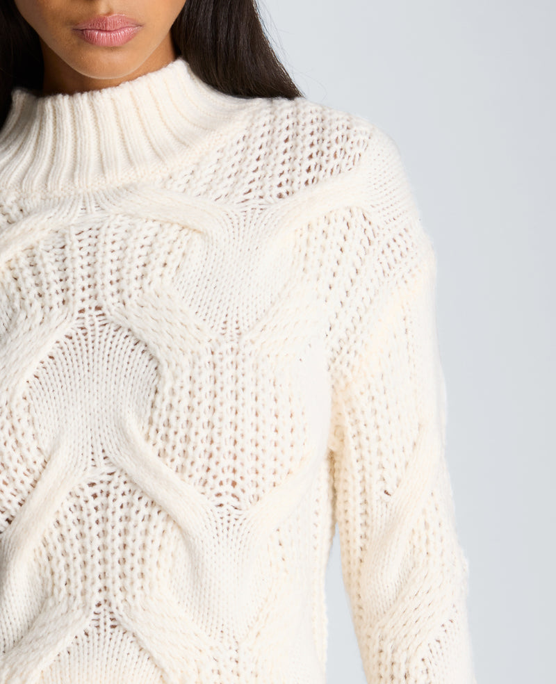 Kenneth Cole - Oversized Cable Mock Neck Sweater WOMENS SWEATER for Women