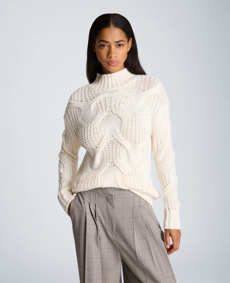 Kenneth Cole - Oversized Cable Mock Neck Sweater WOMENS SWEATER for Women