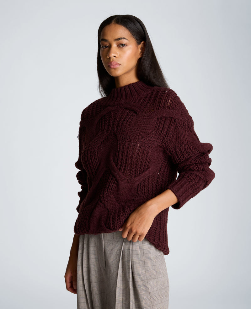 Kenneth Cole - Oversized Cable Mock Neck Sweater WOMENS SWEATER for Women