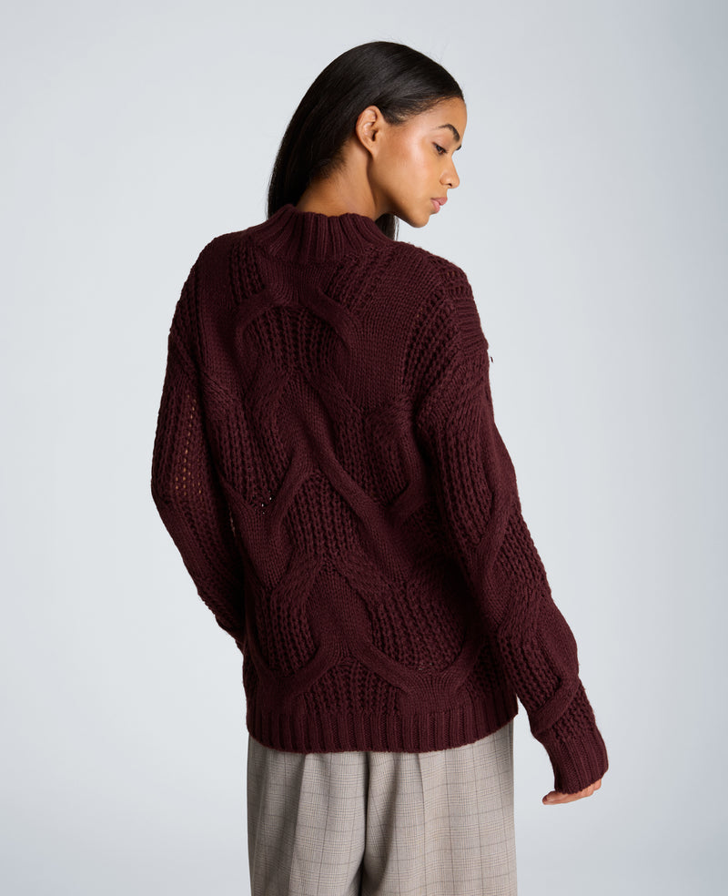 Kenneth Cole - Oversized Cable Mock Neck Sweater WOMENS SWEATER for Women