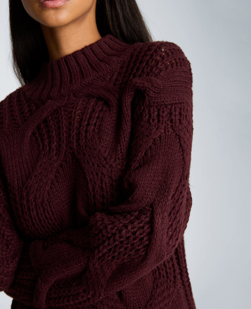 Kenneth Cole - Oversized Cable Mock Neck Sweater WOMENS SWEATER for Women