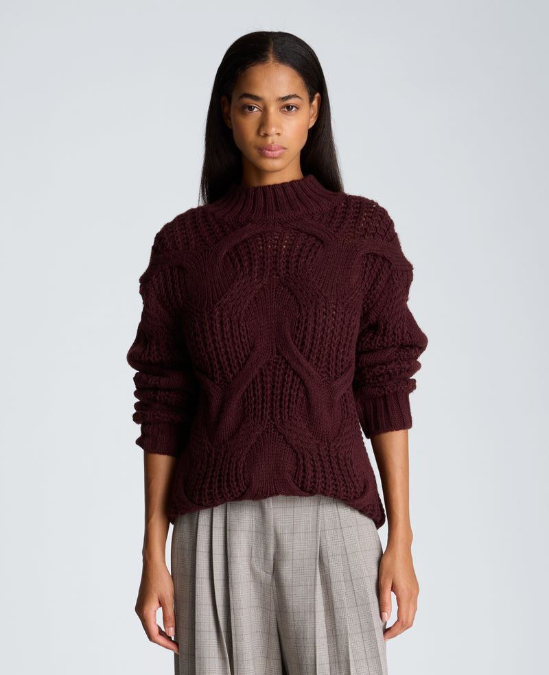 Kenneth Cole - Oversized Cable Mock Neck Sweater WOMENS SWEATER for Women