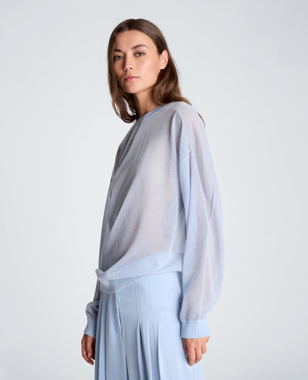 Kenneth Cole - Sheer Crew Neck Sweatshirt WOMENS SWEATER for Women 