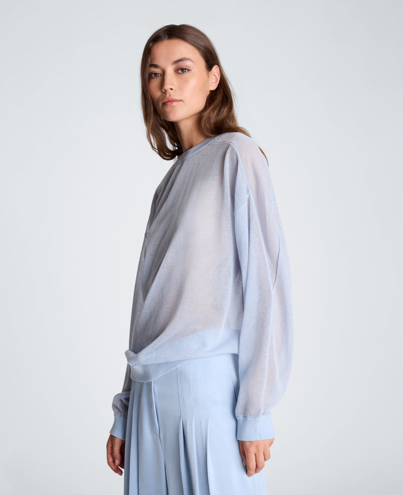 Kenneth Cole - Sheer Crew Neck Sweatshirt WOMENS SWEATER for Women
