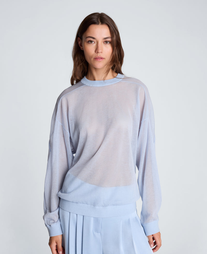 Kenneth Cole - Sheer Crew Neck Sweatshirt WOMENS SWEATER for Women