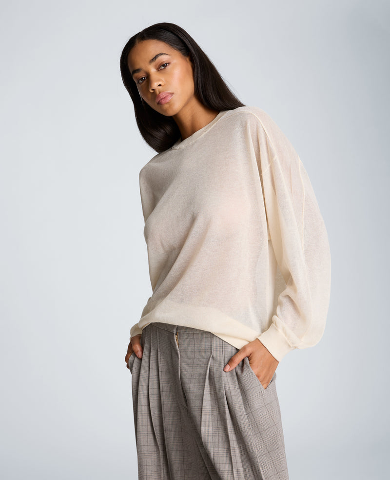 Kenneth Cole - Sheer Crew Neck Sweatshirt WOMENS SWEATER for Women