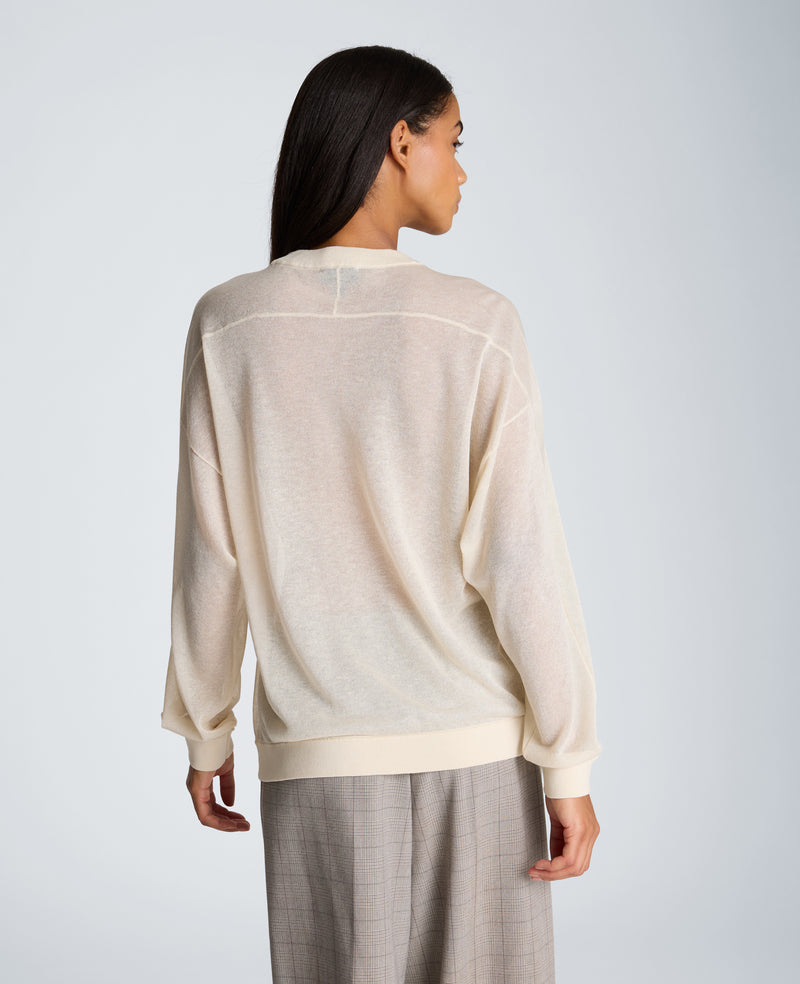 Kenneth Cole - Sheer Crew Neck Sweatshirt WOMENS SWEATER for Women