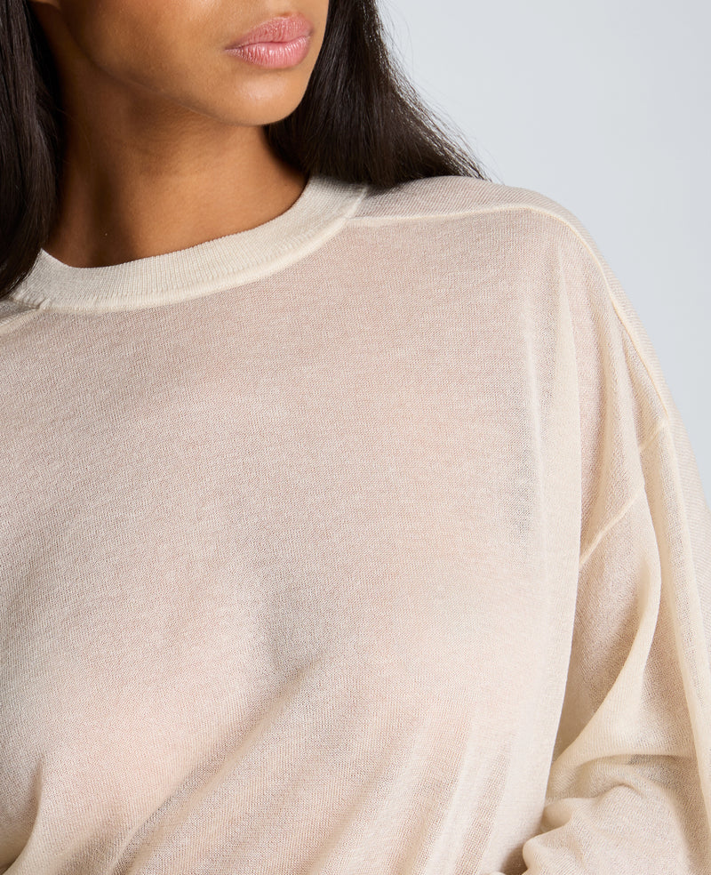 Kenneth Cole - Sheer Crew Neck Sweatshirt WOMENS SWEATER for Women