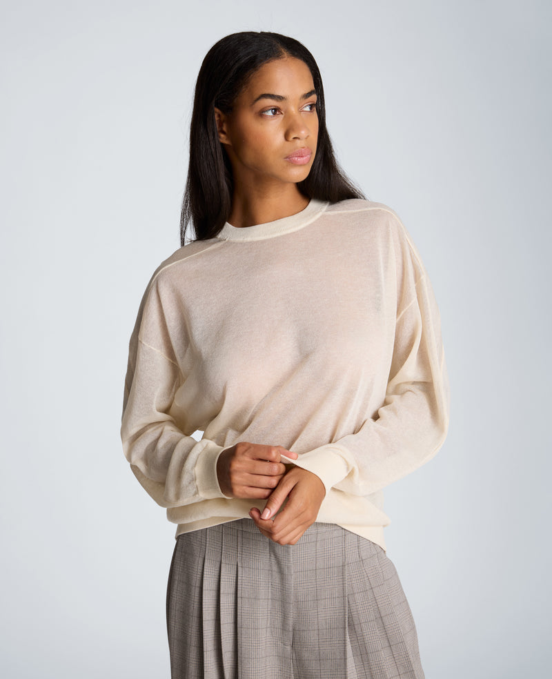 Kenneth Cole - Sheer Crew Neck Sweatshirt WOMENS SWEATER for Women