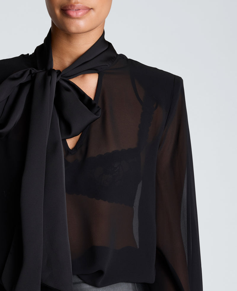 Kenneth Cole - Tie Neck Blouse with Voluminous Sleeves WOMENS TOPS for Women