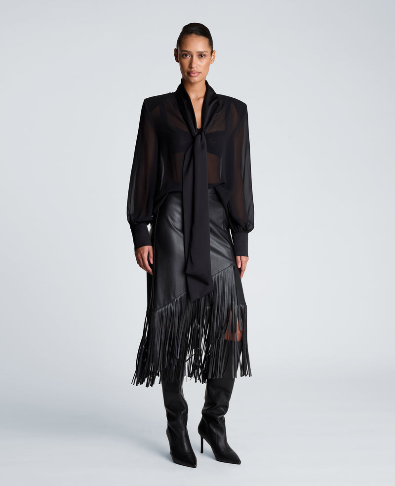 Kenneth Cole - Tie Neck Blouse with Voluminous Sleeves WOMENS TOPS for Women
