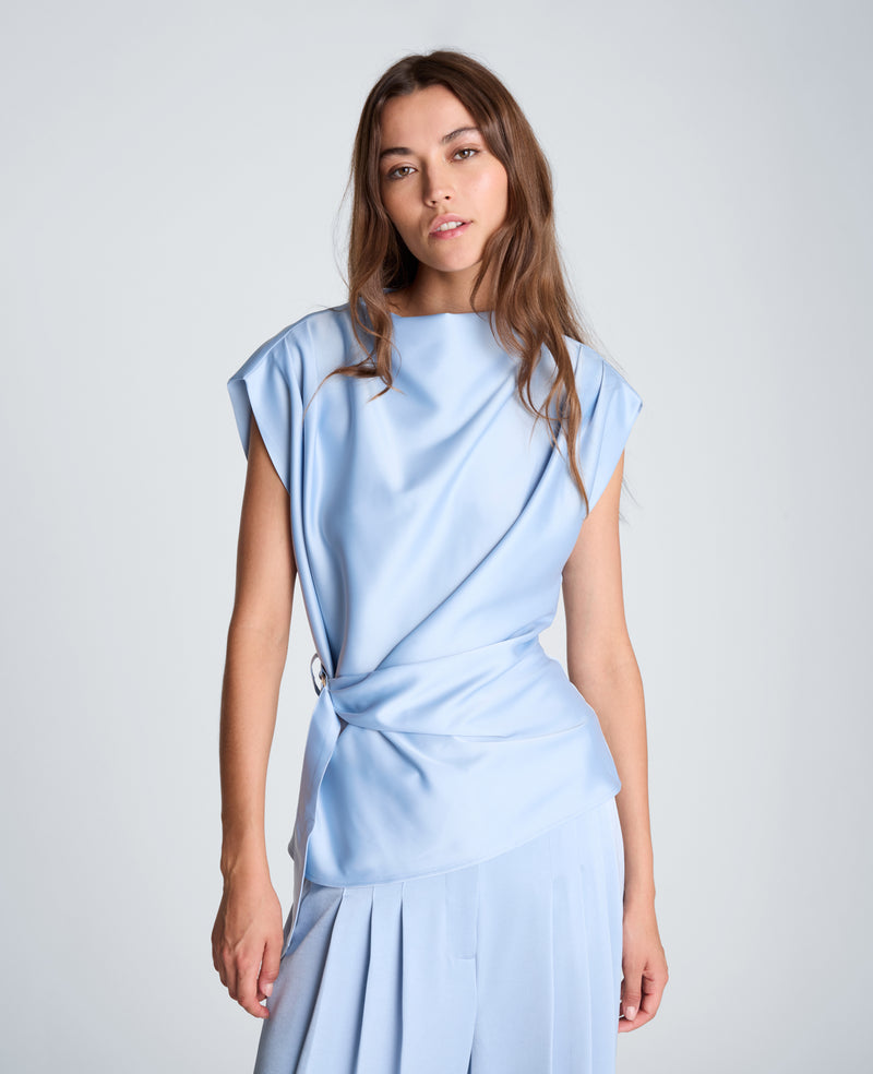 Kenneth Cole - Belted Drape Neck Blouse WOMENS TOPS for Women